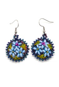 Embroidered Flower Earrings